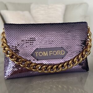 🔥RARE🔥Tom Ford Purple Sequin Clutch with Gold Chain